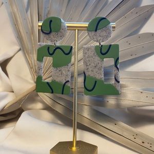 Abstract Granite Polymer Clay Earrings